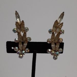 Vintage rhinestone clip on cocktail earrings